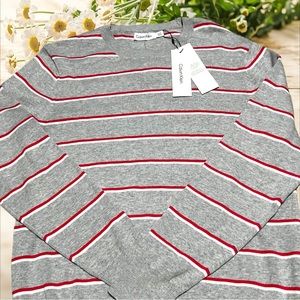 NWT CALVIN KLEIN MEN SWEATER GRAY STRIPES SIZE SMALL